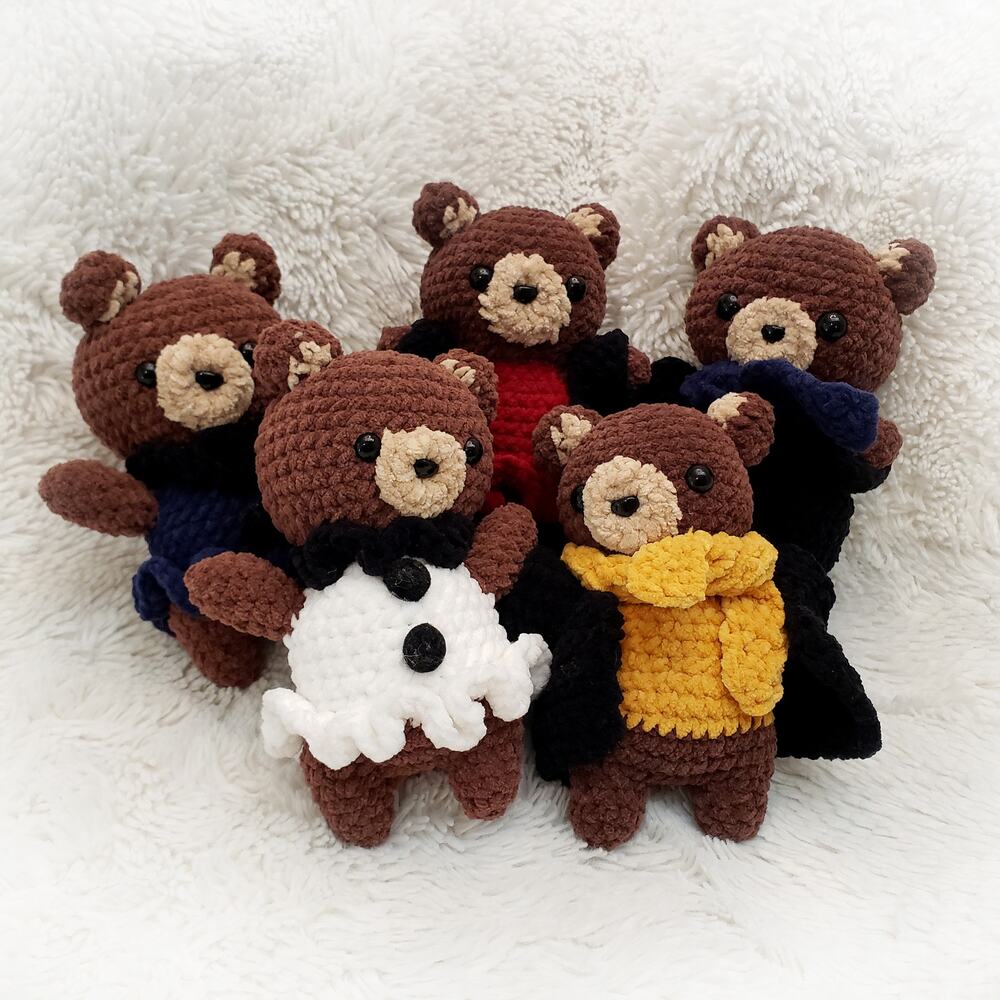 Costumed Bears, hand crocheted
